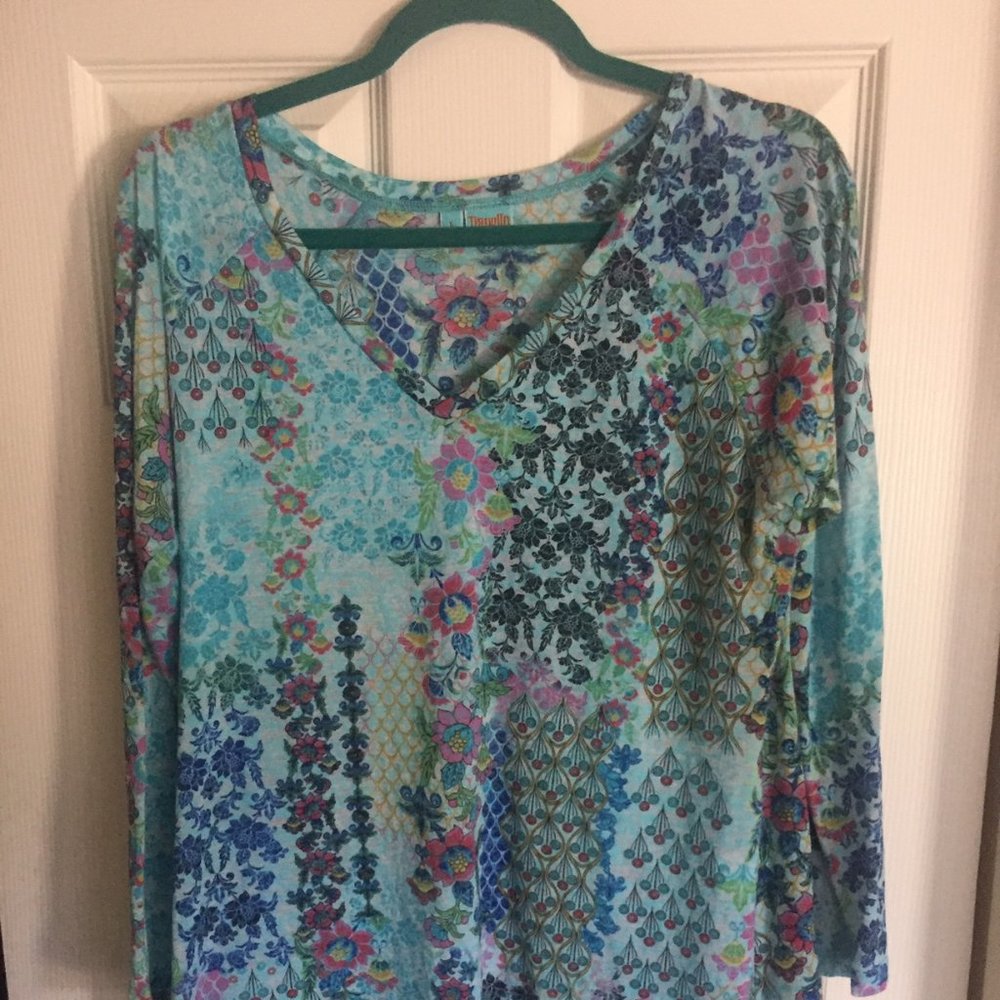 Tianello turqouise print tunic size Large